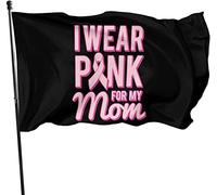 I WEAR Pink for My MOM Breast Cancer Awareness Bandiera 3x5 Ft Bandiera stampata su un lato Banner di benvenuto Festa all'aperto