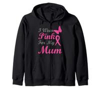 I Wear Pink for My Mum Ribbon Breast Cancer Awareness Felpa con Cappuccio