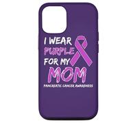 I Wear Purple for my Mom Ribbon Pancreatic Cancer Custodia per iPhone 12/12 Pro