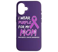 I Wear Purple for my Mom Ribbon Pancreatic Cancer Custodia per iPhone 16