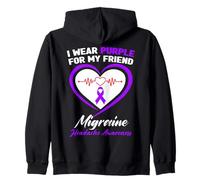 I Wear Purple per Il Mio Amico Emicrania Consapevolezza del Mal di Testa Felpa con Cappuccio