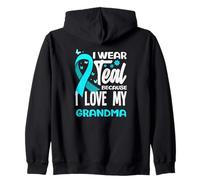 I Wear Teal Because I Love My Grandma Cervicale Cancer Felpa con Cappuccio