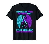 I Wear Teal e Purple for Someone Suicide Awareness Support Maglietta