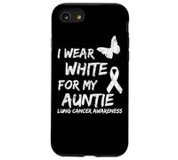 I Wear White For My Auntie Lung Cancer Awareness Ribbon Custodia per iPhone SE (2020) / 7/8