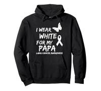 I Wear White for My Papa Lung Cancer Awareness Ribbon Family Felpa con Cappuccio