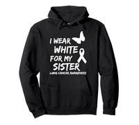 I Wear White for My Sister Lung Cancer Awareness Ribbon Felpa con Cappuccio