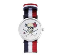 I Will Cut You, orologio sportivo da barbiere con teschio e cinturino in nylon, orologio analogico al quarzo, Stile:, regular, Cinturino