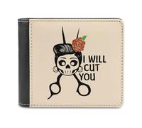 I Will Cut You Skull - Portafoglio da uomo in pelle con scomparto per carte di credito, Stile:, Taglia unica