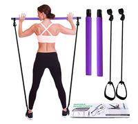 I-WILL Kit Barra per Pilates con Fascia di Resistenza, Fitness Portatile Multifunzionale Esercizio Stick per Esercizi di Fisioterapia, Allenamento della Forza, Yoga, Pilates, Stretching - Viola