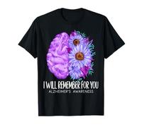 I Will Remember for You Purple Flower Alzheimers Awareness Maglietta