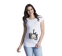 I Will Rock You - Premaman Abbigliamento Donna Magliette Premaman T-Shirt Divertente Gravidanza - Maniche Corte maternità (Bianco, Small)