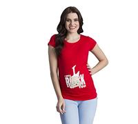 I Will Rock You - Premaman Abbigliamento Donna Magliette Premaman T-Shirt Divertente Gravidanza - Maniche Corte maternità (Rosso, Small)