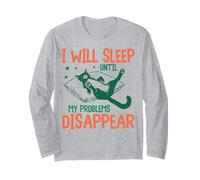 I Will Sleep Until My Problems Disappear Funny Cat Graphic Maglia a Manica