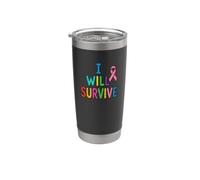 I Will Survive - Nastro multicolore rosa per la consapevolezza Bicchiere termico in acciaio inox doppia parete