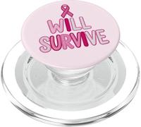 I Will Survive - Nastro rosa inclinato della consapevolezza PopSockets PopGrip per MagSafe