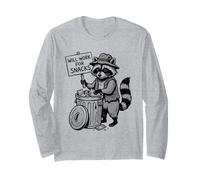 I Will Work for Snacks Divertente Procione Animale Umorismo Grafica Maglia a Manica