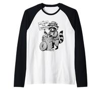 I Will Work for Snacks Divertente Procione Animale Umorismo Grafica Maglia con Maniche Raglan