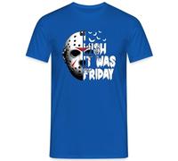 I Wish It was Friday - Design iconico horror con maschera da hockey su ghiaccio look slasher, motivo perfetto per Halloween e fan del venerdì dei 13° uomo maglietta, Blu, L
