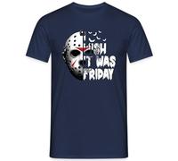 I Wish It was Friday - Design iconico horror con maschera da hockey su ghiaccio look slasher, motivo perfetto per Halloween e fan del venerdì dei 13° uomo maglietta, blu navy, L