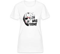I Wish It was Friday - Design iconico horror con maschera da hockey su ghiaccio look slasher, motivo perfetto per Halloween e fan del venerdì 13° maglietta da donna, bianco, L