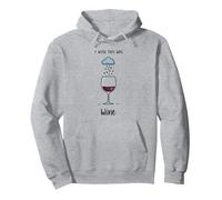 I Wish This Was Wine - Divertente Arte per Gli Amanti del Vino Felpa con Cappuccio, Unisex per Adulti, Grigio Melange, S