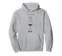 I Wish This Was Wine - Divertente Arte per Gli Amanti del Vino Felpa con Cappuccio, Unisex per Adulti, Grigio Melange, L
