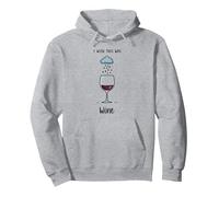 I Wish This Was Wine - Divertente Arte per Gli Amanti del Vino Felpa con Cappuccio, Unisex per Adulti, Grigio Melange, XXL