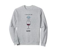 I Wish This Was Wine - Divertente Arte per Gli Amanti del Vino Felpa, Unisex per Adulti, Grigio Melange, S