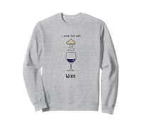 I Wish This Was Wine - Divertente Arte per Gli Amanti del Vino Felpa, Unisex per Adulti, Grigio Melange, L