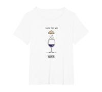 I Wish This Was Wine - Divertente Arte per Gli Amanti del Vino Maglietta, Donna Plus-Size, Bianco, 2X
