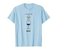 I Wish This Was Wine - Divertente Arte per Gli Amanti del Vino Maglietta, Uomo, Celeste, L