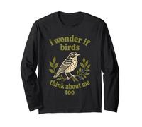 I Wonder If Birds Think About Me Design Bird Watching Maglia a Manica