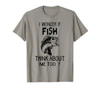 I Wonder If Fish Think About Me Too Fish Meme Citazione Maglietta