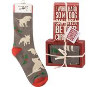 I Work Hard Cosi My Cane Lattina Hanno un Migliore Natale Insegna E Calzini