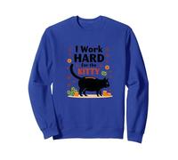 I Work Hard for The Kitty - Umorismo Amante dei Gatti Felpa, Unisex per Adulti, Blu Reale, S