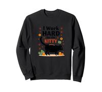 I Work Hard for The Kitty - Umorismo Amante dei Gatti Felpa, Unisex per Adulti, Nero, S