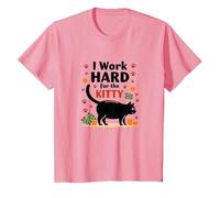 I Work Hard for The Kitty - Umorismo Amante dei Gatti Maglietta, Bambini, Rosa, 4 Anni