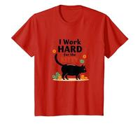 I Work Hard for The Kitty - Umorismo Amante dei Gatti Maglietta, Bambini, Rosso, 3 Anni
