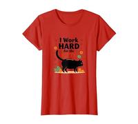 I Work Hard for The Kitty - Umorismo Amante dei Gatti Maglietta, Donna, Rosso, L