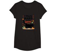 I Work Hard for The Kitty - Umorismo Amante dei Gatti Maglietta, Ragazze, Nero, L
