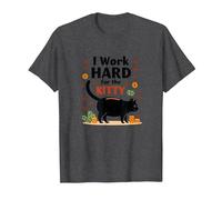 I Work Hard for The Kitty - Umorismo Amante dei Gatti Maglietta, Uomo, Grigio Scuro, 4XL