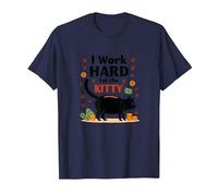 I Work Hard for The Kitty - Umorismo Amante dei Gatti Maglietta, Uomo, Navy, L
