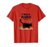 I Work Hard for The Kitty - Umorismo Amante dei Gatti Maglietta, Uomo, Rosso, S