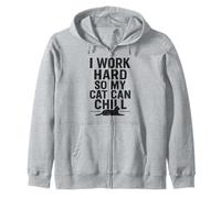 I Work Hard So My Cat Can Chill. Stile vintage. Felpa con Cappuccio