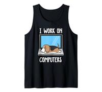 I Work On Computer Beagle Dog Sleep Funny Puppy Lovers Canotta