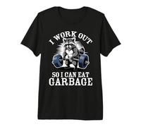 I Work out So I Can Mangiare Garbage Raccoon Design Maglietta Premium