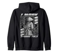 I Work While Others Talk Samurai Silent Grind Samurai Citazione Felpa con Cappuccio