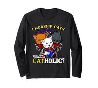 I Worship Cats Does That Make Me Cat Holic? Citazione Maglia a Manica