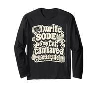 I Write Code so My Cat Can Have a Better Life Funny Geek Maglia a Manica