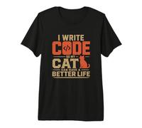 I Write Code so My Cat Can Have a Better Life Funny Geek Maglietta Premium